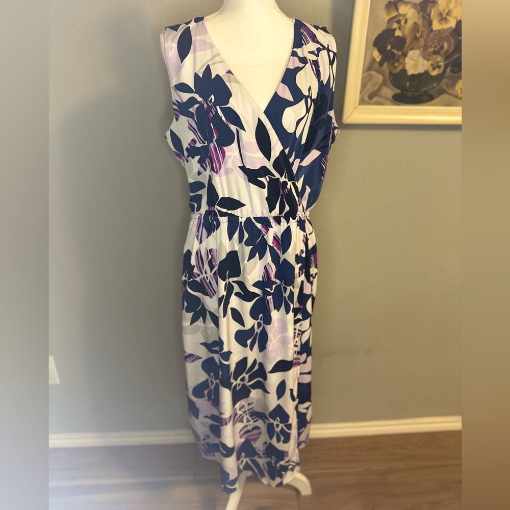Lavender Pattern Alfani Faux Wrap Dress Size 14